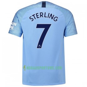 Koszulka Manchester City Sterling 7 Domowe Stroje Piłkarskie 2018/19 Krótki Rękaw